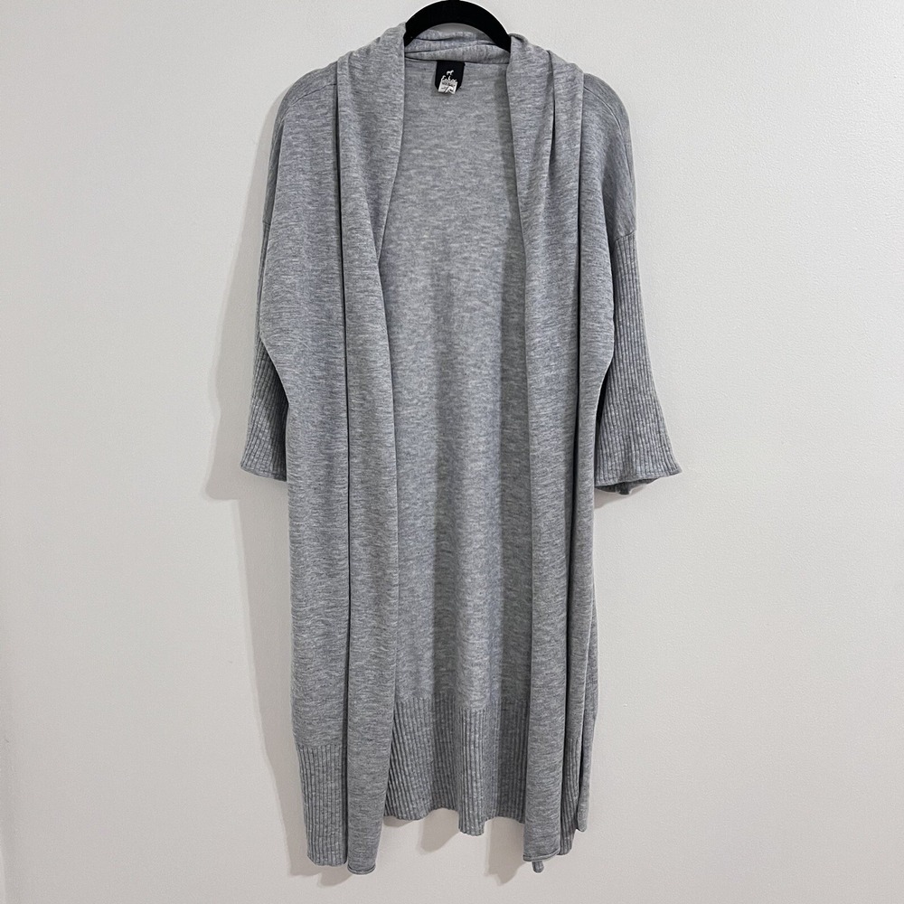 Echo Essential Open Cardigan Grey Heather Size XS / S Minimalist Long Sweater